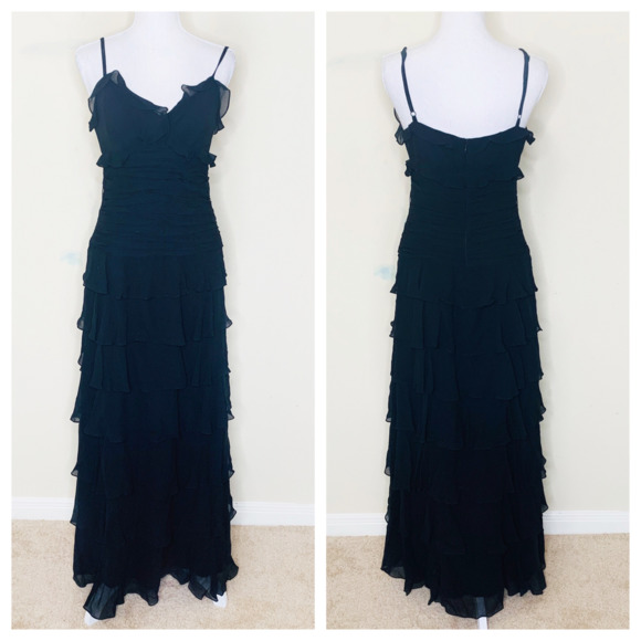 BCBGMaxAzria Dresses & Skirts - BcbgMaxAzria Black Silk Layered Maxi Dress Small